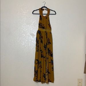 Gold backless floral dress